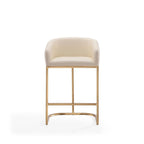 Manhattan Comfort Louvre 36 in. Titanium Gold Stainless Steel Counter Height Bar Stool