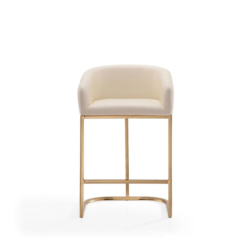 Manhattan Comfort Louvre 36 in. Titanium Gold Stainless Steel Counter Height Bar Stool