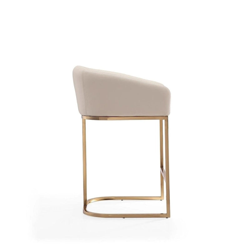 Manhattan Comfort Louvre 36 in. Titanium Gold Stainless Steel Counter Height Bar Stool