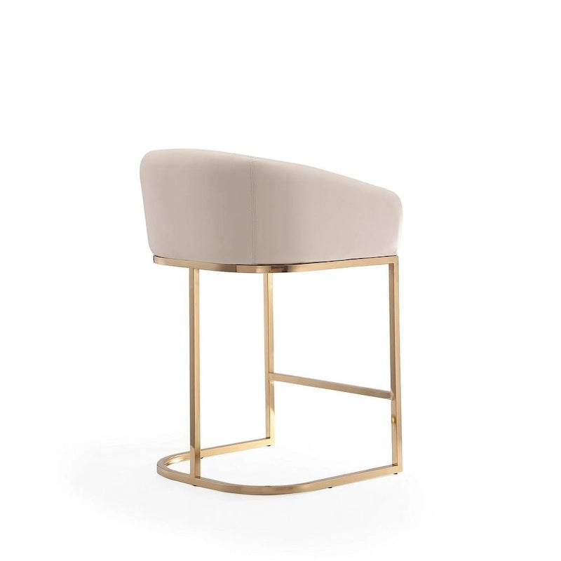 Manhattan Comfort Louvre 36 in. Titanium Gold Stainless Steel Counter Height Bar Stool