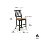 24 inch Black and Distressed Oak Bar Stool by Homestyles