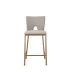 Modrest Burton Contemporary Beige & Brass Counter Stool (Set of 2)