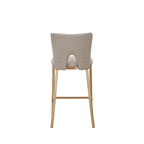 Modrest Burton Contemporary Beige & Brass Counter Stool (Set of 2)