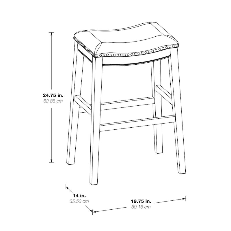 OSP Home Furnishings Metro Antique White and Beige Upholstered 24-inch Saddle Bar Stool (Set of 2)