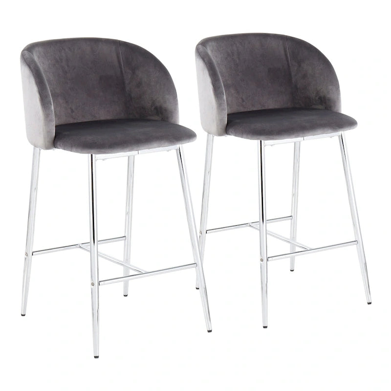 Silver Orchid Harding Velvet Counter Stool (Set of 2)