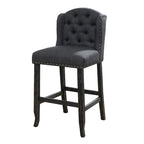 Tays Rustic Linen Tufted Bar Height Chairs (Set of 2) by Furniture of America
