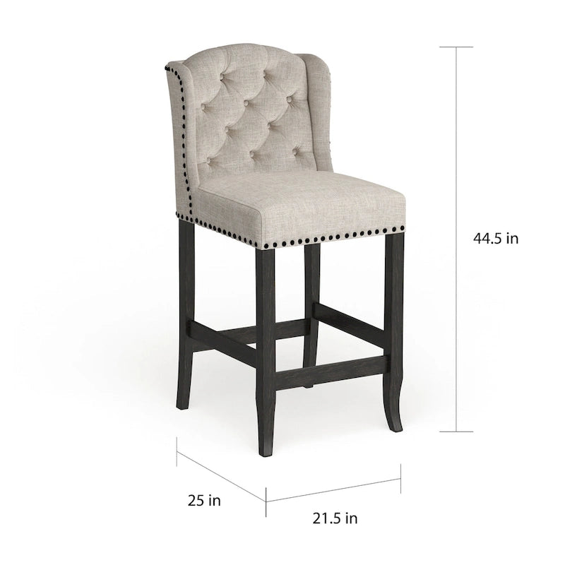 Tays Rustic Linen Tufted Bar Height Chairs (Set of 2) by Furniture of America