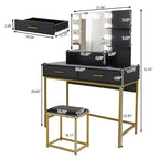 Large Vanity Set, Dressing Table Dresser Desk for Women, Girls, Bedroom (White, Black)