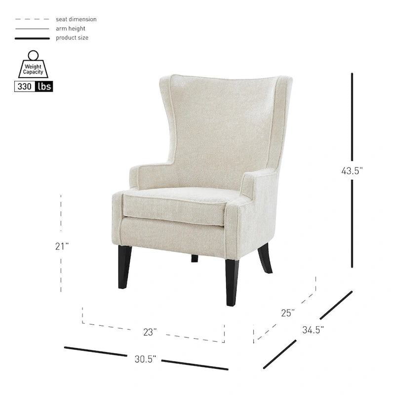 Clementine KD Fabric Wing Accent Arm Chair