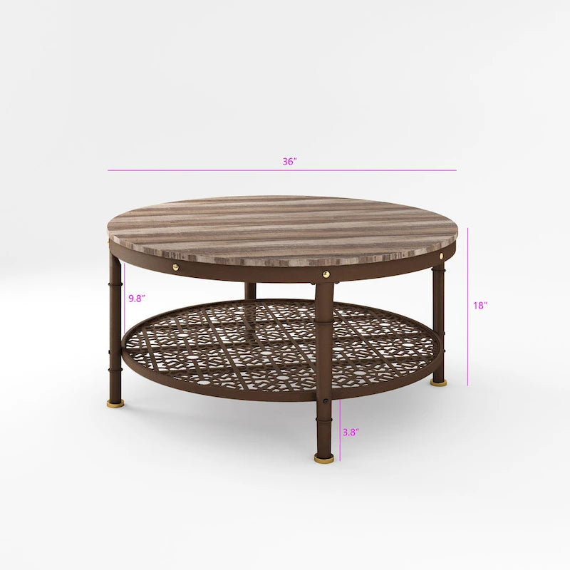 Lotus Home 36 inches Round Coffee Table With Storage - 36*36*18 inches