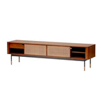 Miriam 71 Media Stand in Brown with Natural Wicker