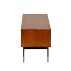 Miriam 71 Media Stand in Brown with Natural Wicker