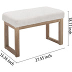 27 inch Wide Rectangle Ottoman Bench White Footstool, Velvet Look,White