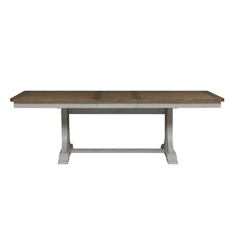 Farmhouse Reimagined Antique White with Chestnut Trestle Table