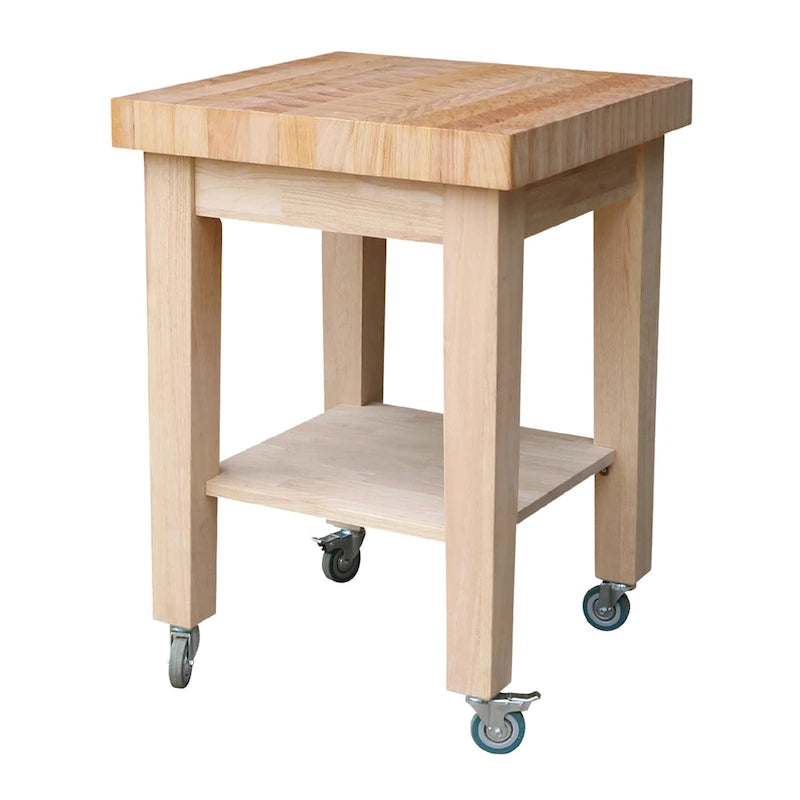 Copper Grove Lakeland Unfinished Solid Parawood Kitchen Island Cart