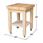 Copper Grove Lakeland Unfinished Solid Parawood Kitchen Island Cart