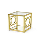 Steve Silver Oria Modern Tempered Glass and Gold Metal Side Table