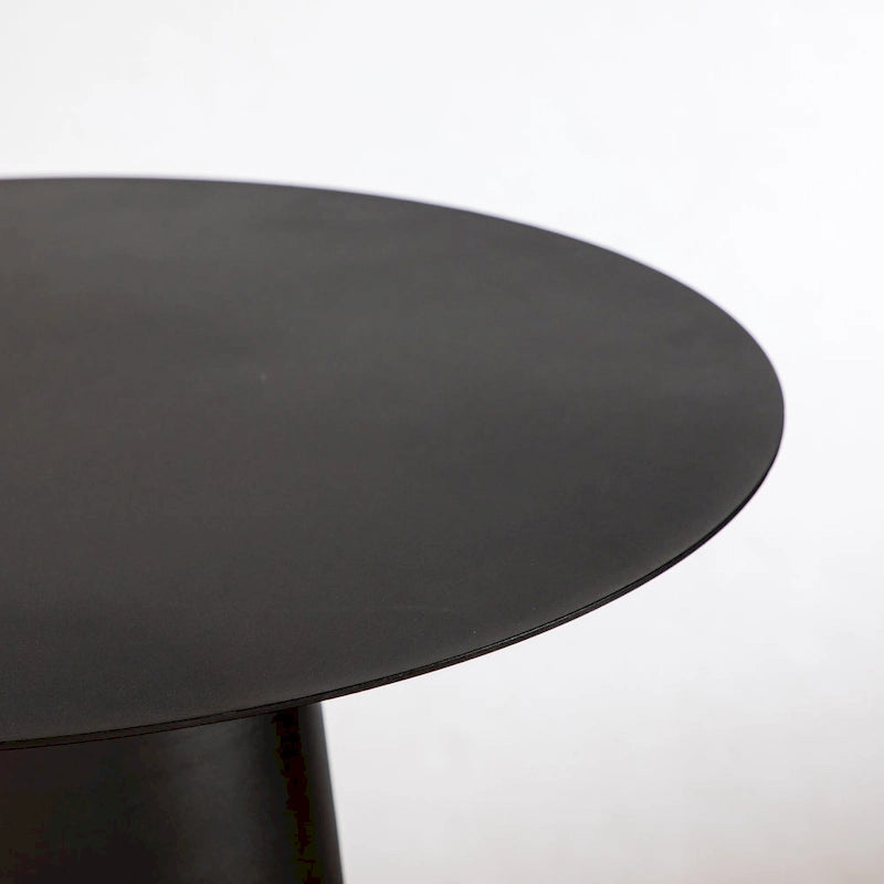 DancyHome Outdoor Mid Century Modern Metal Single Round Coffee Table -Black 23.6W