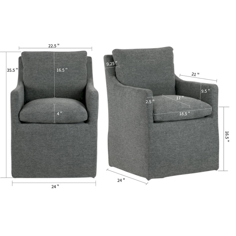 Axel Gray Fabric Accent Chair with Down Feathers
