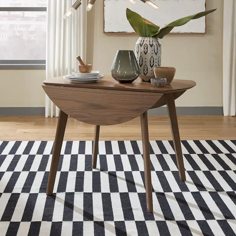 Walnut Drop Leaf Dining Table with Angled Legs