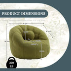 HOMEFUN Boucle Upholstered Round Lazy Cozy Bean Bag Chair With a Pillow