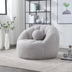 HOMEFUN Boucle Upholstered Round Lazy Cozy Bean Bag Chair With a Pillow