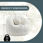 HOMEFUN Boucle Upholstered Round Lazy Cozy Bean Bag Chair With a Pillow