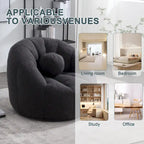 HOMEFUN Boucle Upholstered Round Lazy Cozy Bean Bag Chair With a Pillow