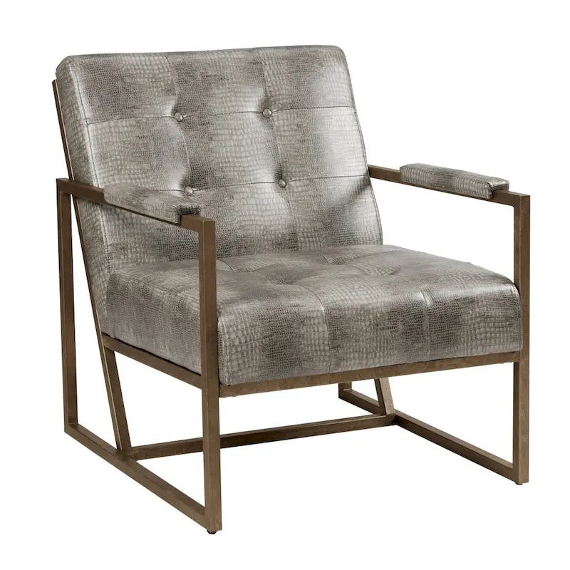 INK+IVY Waldorf Faux Leather Metal Frame Lounge Chair