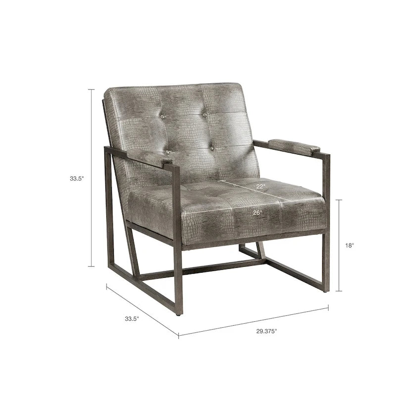 INK+IVY Waldorf Faux Leather Metal Frame Lounge Chair
