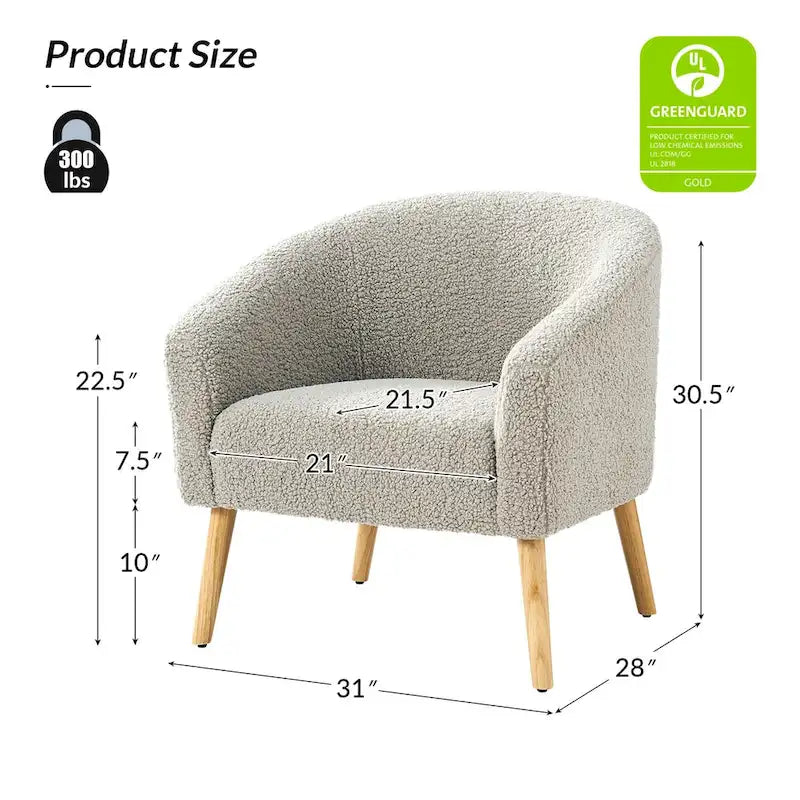 Sheila Modern 30W Boucle Armchair with Solid Wood Legs Set of 2 by HULALA HOME