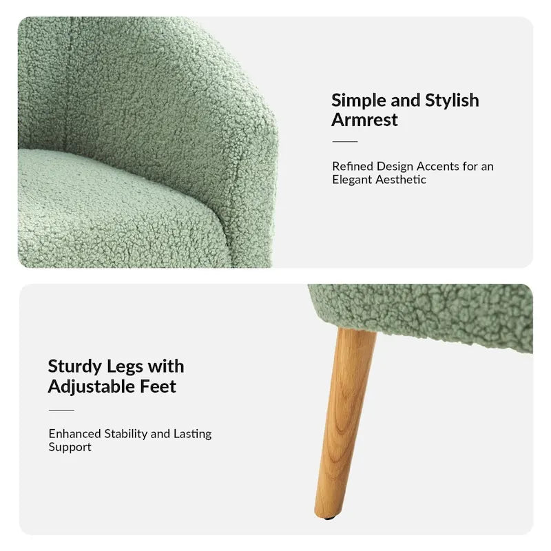 Sheila Modern 30W Boucle Armchair with Solid Wood Legs Set of 2 by HULALA HOME