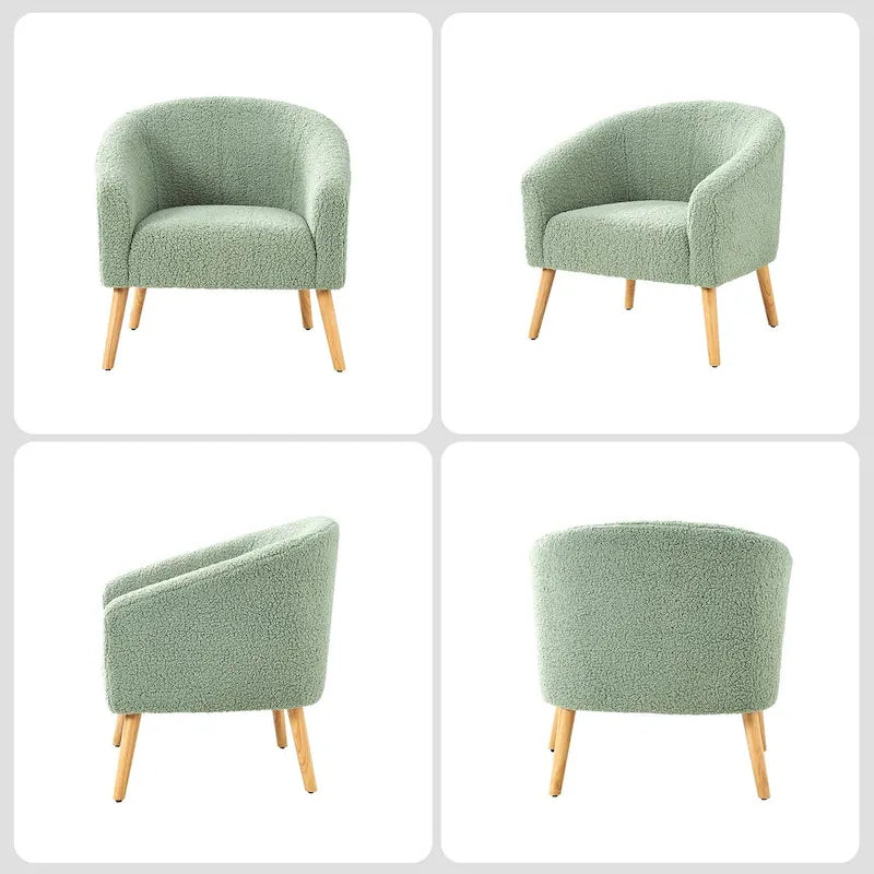 Sheila Modern 30W Boucle Armchair with Solid Wood Legs Set of 2 by HULALA HOME