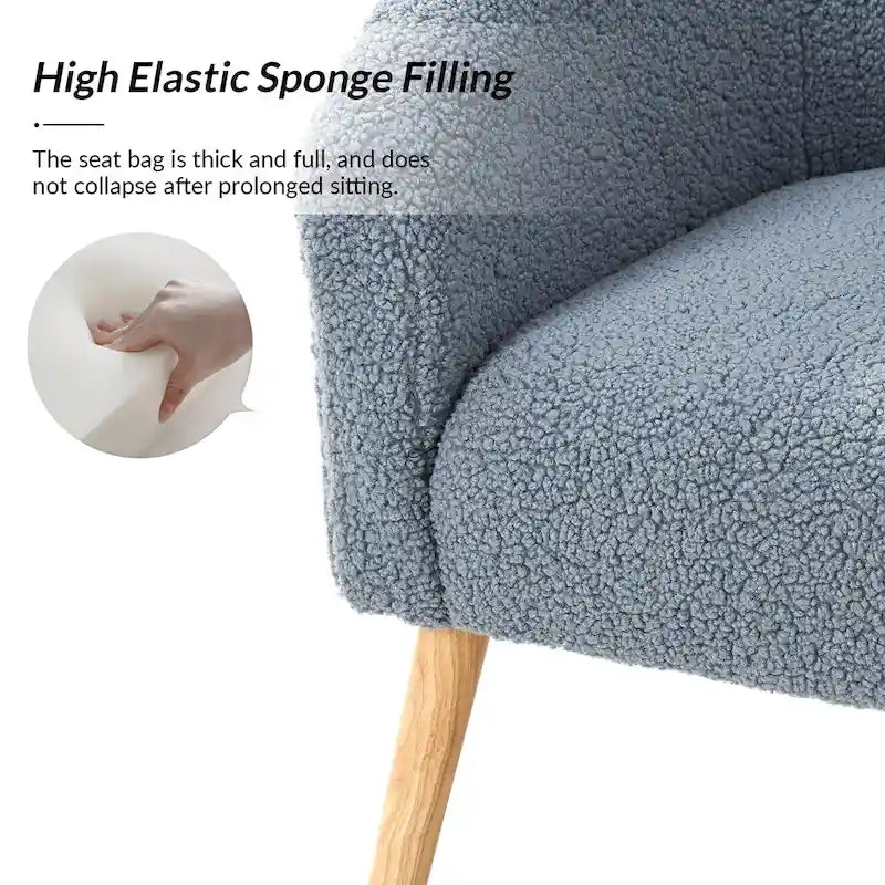 Sheila Modern 30W Boucle Armchair with Solid Wood Legs Set of 2 by HULALA HOME