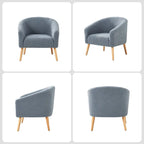 Sheila Modern 30W Boucle Armchair with Solid Wood Legs Set of 2 by HULALA HOME