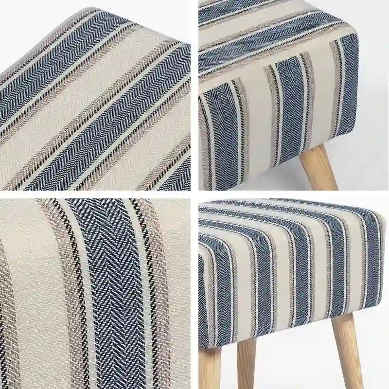 Adeco Ottoman Foot Rest Stool with Wood Legs