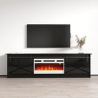 White 79" TV Stand with Electric Fireplace for up to 90" TVs