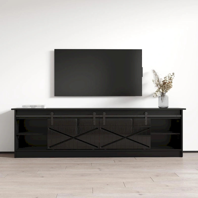 White 79" TV Stand with Electric Fireplace for up to 90" TVs