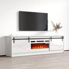 White 79" TV Stand with Electric Fireplace for up to 90" TVs