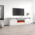 White 79" TV Stand with Electric Fireplace for up to 90" TVs