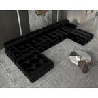 U-shaped Velvet Upholstery 6-piece Sectional Sofa Couch,4 Seats with 2 Ottoman