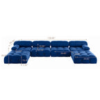 U-shaped Velvet Upholstery 6-piece Sectional Sofa Couch,4 Seats with 2 Ottoman
