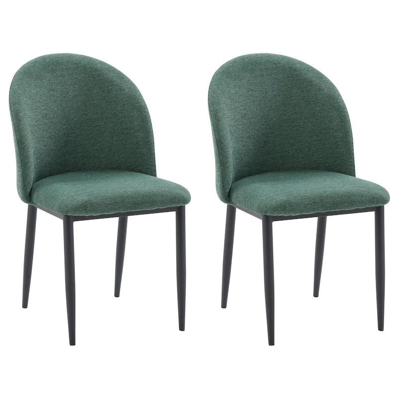 Upholstered Dining Chairs with Black Metal Legs - Set of 2