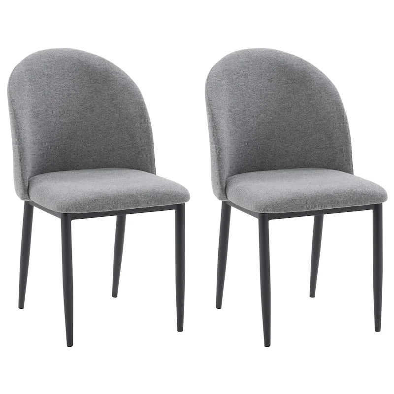 Upholstered Dining Chairs with Black Metal Legs - Set of 2
