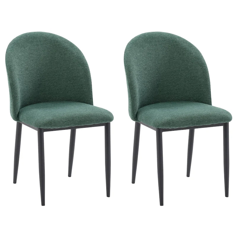 Upholstered Dining Chairs with Black Metal Legs - Set of 2