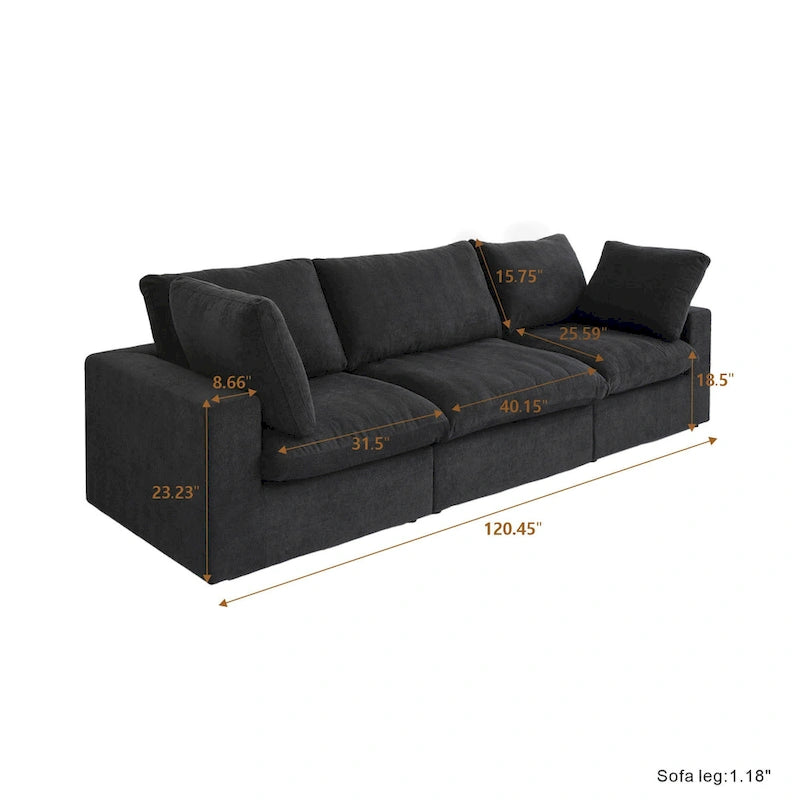 Beige 4-Seat Modular Sectional Sofa with Removable Covers