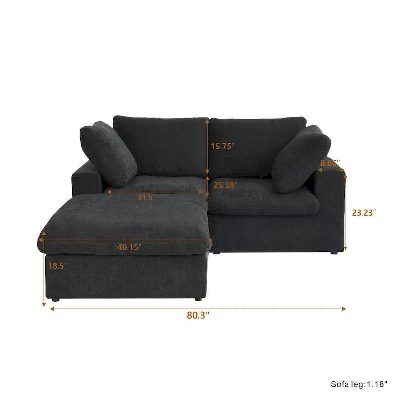 Beige 4-Seat Modular Sectional Sofa with Removable Covers