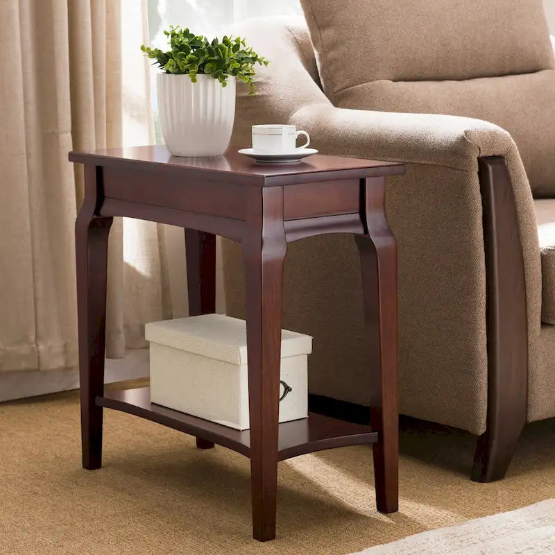 Narrow Chairside Grey Wood Table