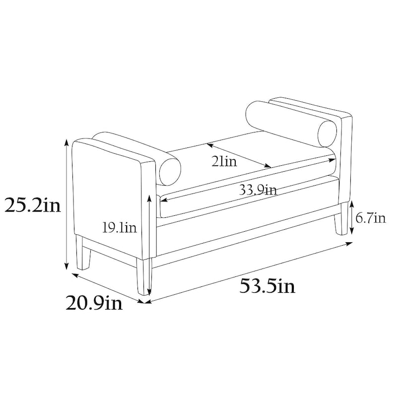 Beige Boucle Upholstered Bench with Fluted Wood Legs