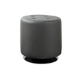 White Tufted Round Ottoman with Chrome Base
